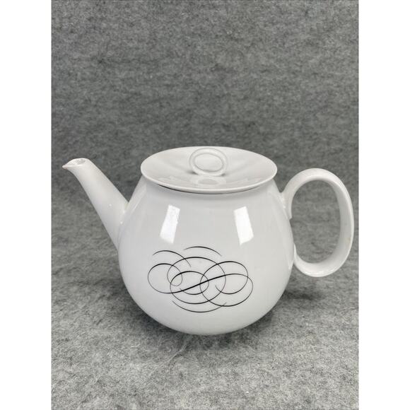 RAYMOND LOEWY'S Vintage Script Pattern Teapot or Coffee 5.5 Inches Germany - Picture 2 of 6